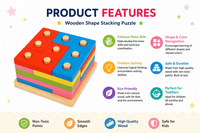 Colorful Wooden Stacking Puzzle Tower