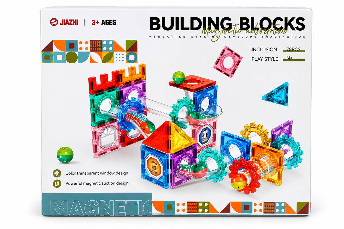 78-Piece Magnetic Building Blocks Marble Run Set Building Blocks - 6606A