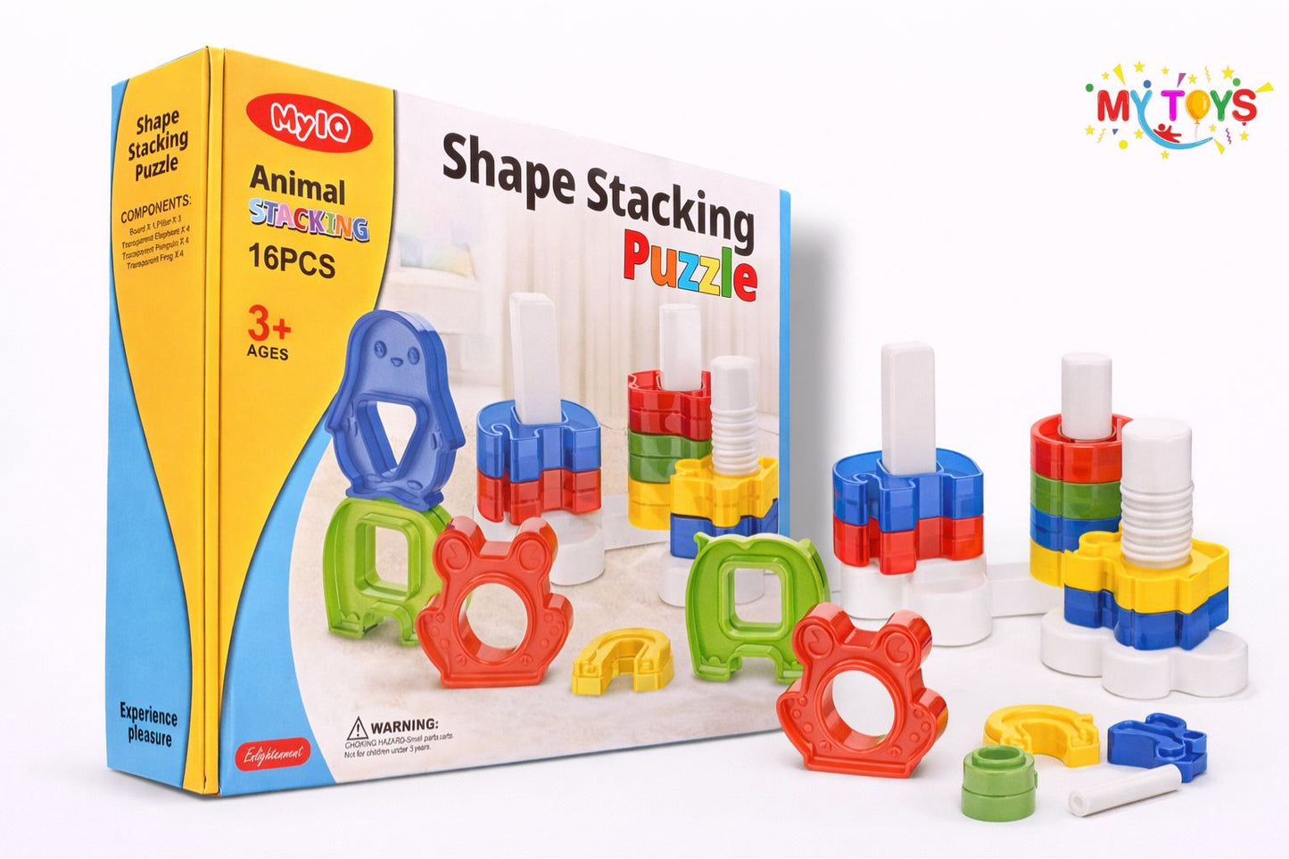Shape Stacking Puzzle - Animal Stacking 16 Pcs.