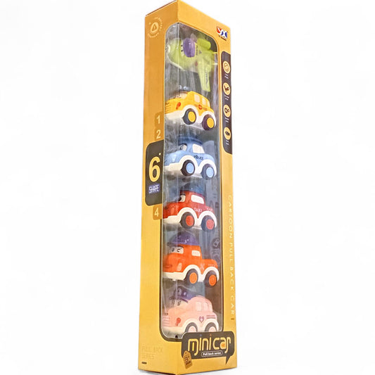 Cartoon Pull Back Car Set - 6 Pcs