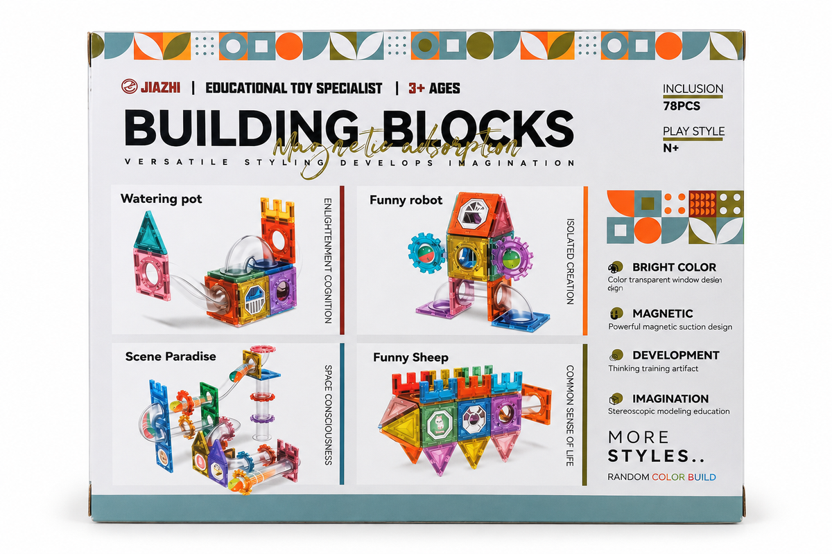 78-Piece Magnetic Building Blocks Marble Run Set Building Blocks - 6606A