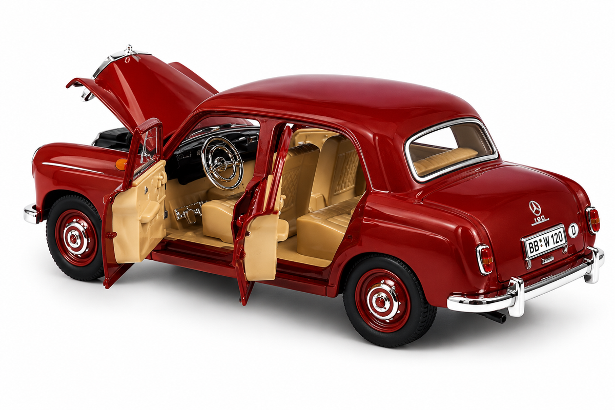 1:24 Mercedes Red Classic Sedan - Diecast Model