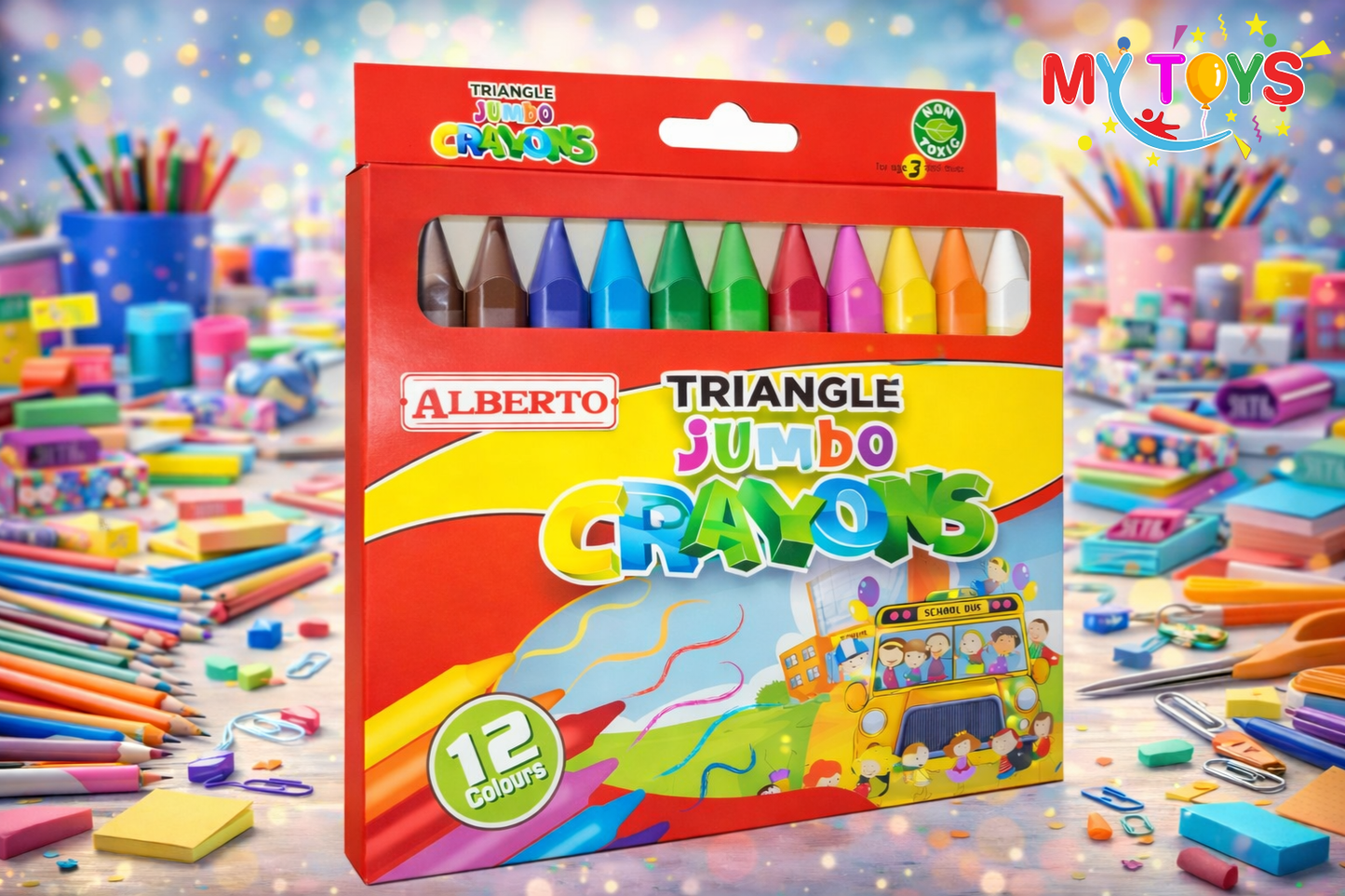 Alberto Triangle Jumbo Crayons 12 Colors Pack