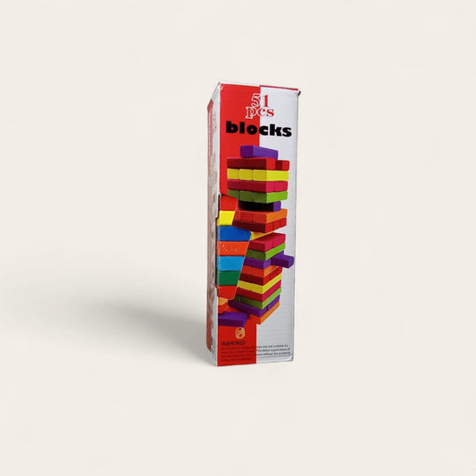🧱 51 Pieces Colorful Wooden Blocks Game - Fun Stacking Toy for Kids & Family 🎲