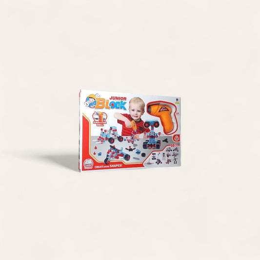 Junior Block – Multi-Shape Building Toy with Simulated Drill & Fun Components 🚀⚙️